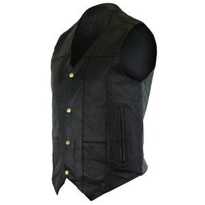 Men's Concealed Carry Leather Vest Plain Side Two Gun Pockets